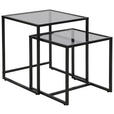 BEISTELLTISCHSET quadratisch Grau, Schwarz  - Schwarz/Grau, Design, Glas/Metall (40-45/40-45/40-50cm) - Carryhome