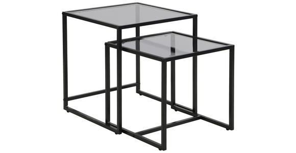 BEISTELLTISCHSET quadratisch Grau, Schwarz  - Schwarz/Grau, Design, Glas/Metall (40-45/40-45/40-50cm) - Carryhome