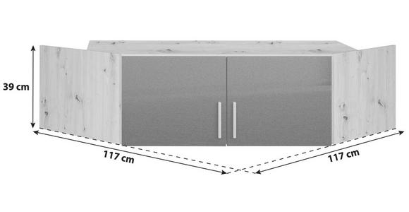 AUFSATZSCHRANK 117/39/117 cm Dunkelgrau, Eiche Artisan - Dunkelgrau/Silberfarben, Design, Holzwerkstoff/Kunststoff (117/39/117cm) - Carryhome