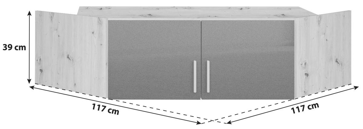 AUFSATZSCHRANK 117/39/117 cm   - Dunkelgrau/Silberfarben, Design, Holzwerkstoff/Kunststoff (117/39/117cm) - Carryhome