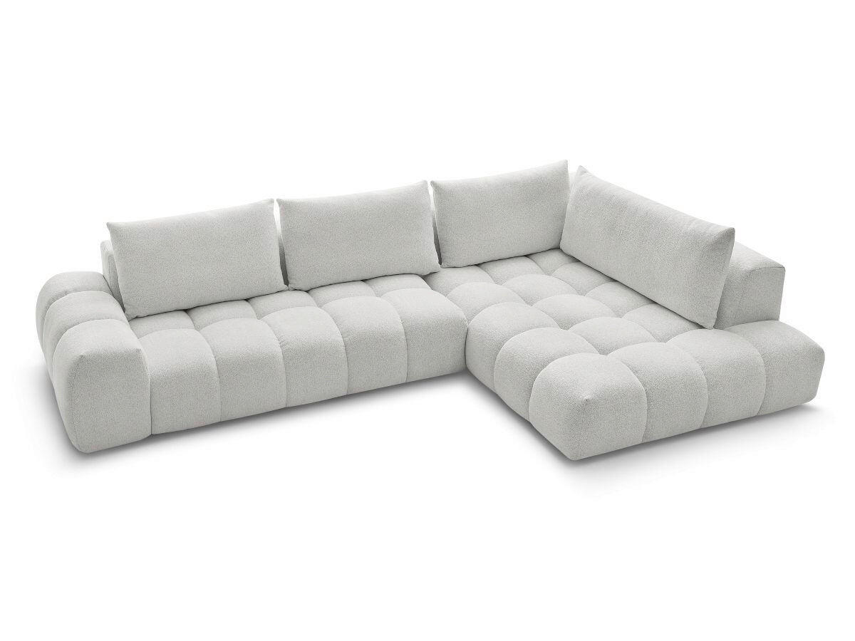 ECKSOFA Ottomane rechts  EVEREST Hellgrau Flachgewebe  - Hellgrau/Schwarz, MODERN, Kunststoff/Textil (352/210cm)
