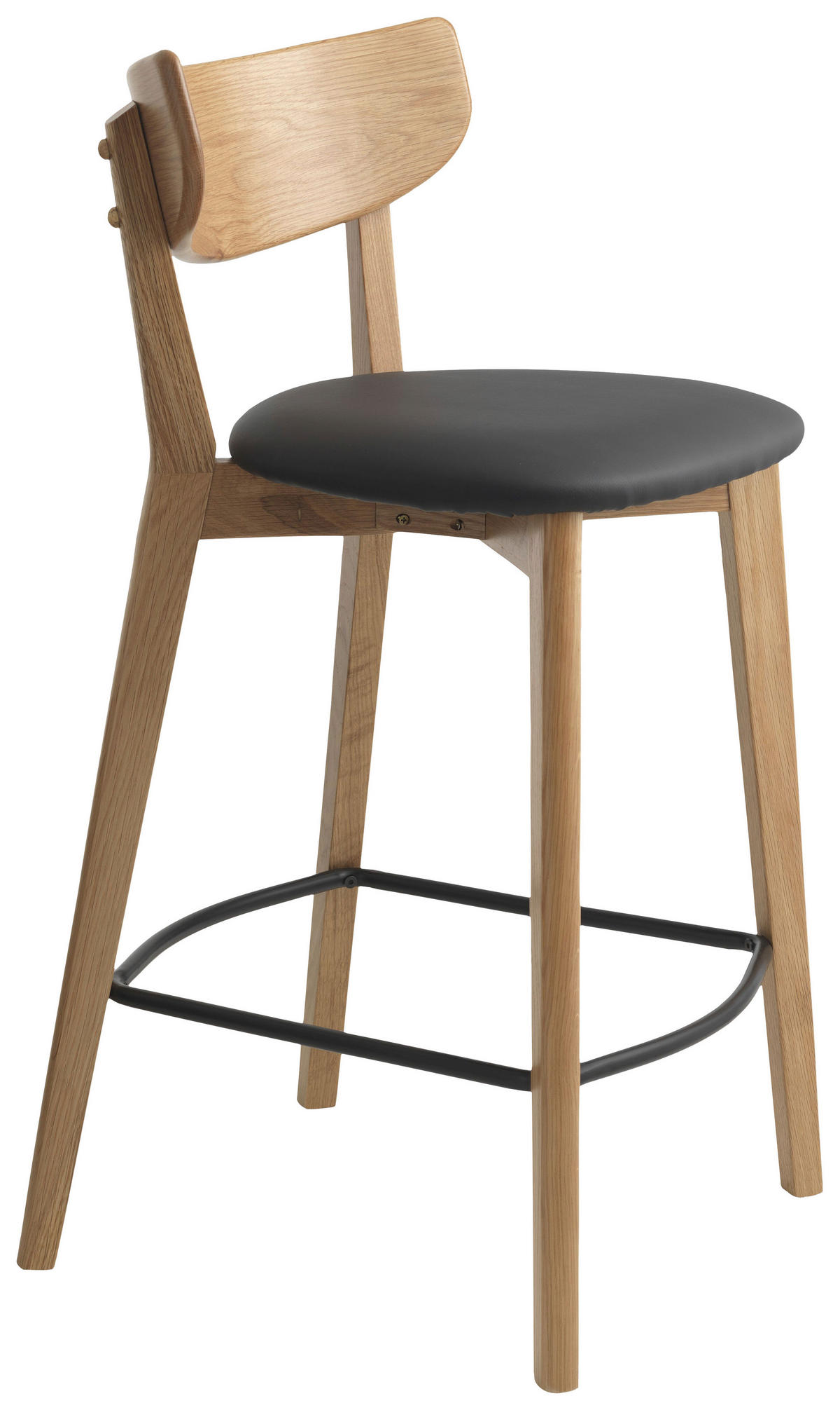 BARHOCKER-SET in Schwarz, Eichefarben  - Eichefarben/Schwarz, Design, Holz/Textil (47/93/50cm) - Linea Natura
