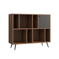 REGAL Grau, Walnussfarben  - Walnussfarben/Schwarz, Design, Holzwerkstoff/Metall (118/76/40cm) - Livetastic