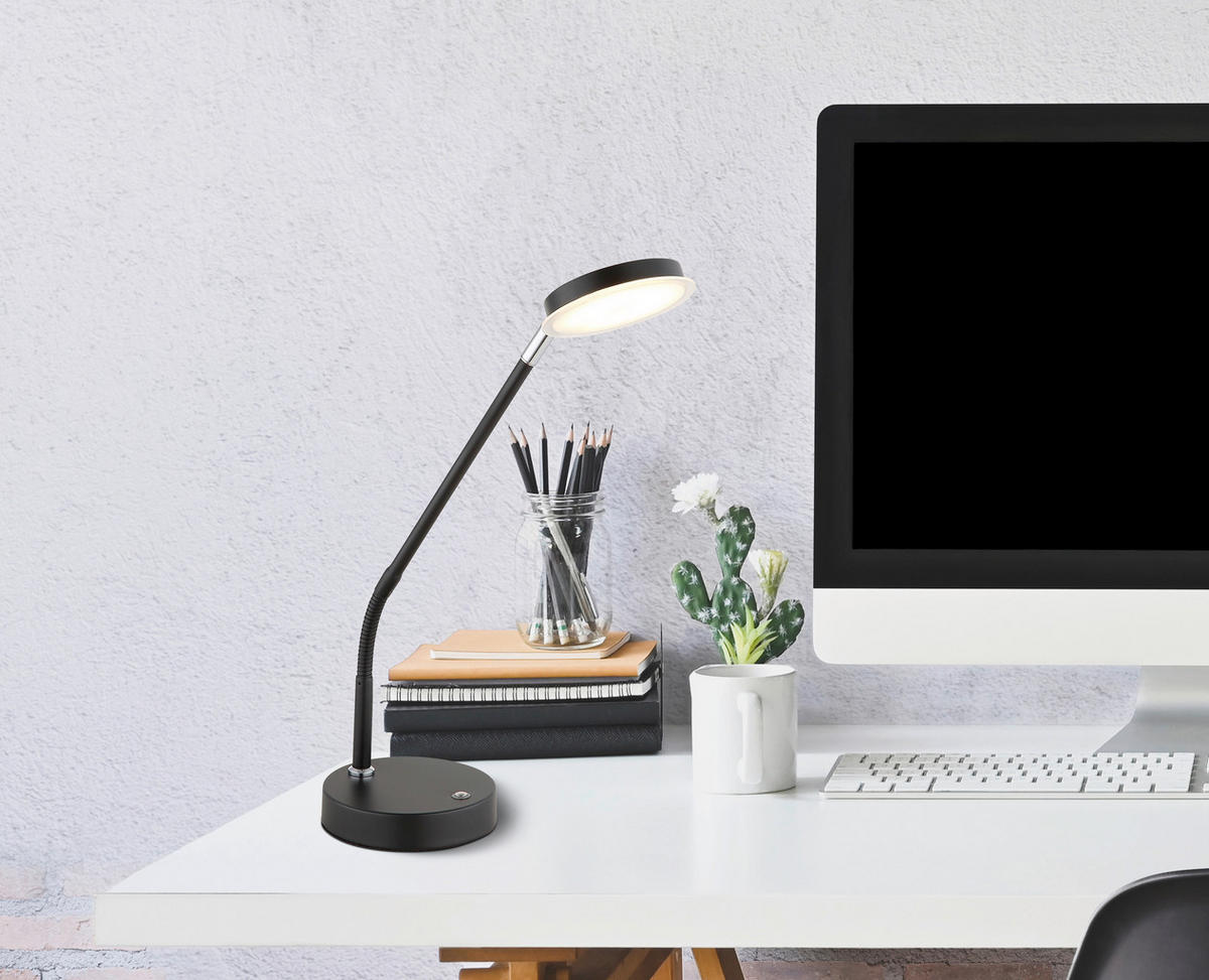 LED-TISCHLEUCHTE 43/13/52 cm   - Klar/Schwarz, Design, Kunststoff/Metall (43/13/52cm) - Globo