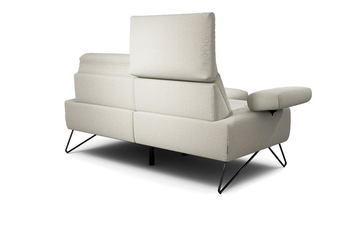 2-SITZER-SOFA in Chenille Naturfarben  - Schwarz/Naturfarben, Design, Textil/Metall (164-194/85/86-94cm) - SENSOO