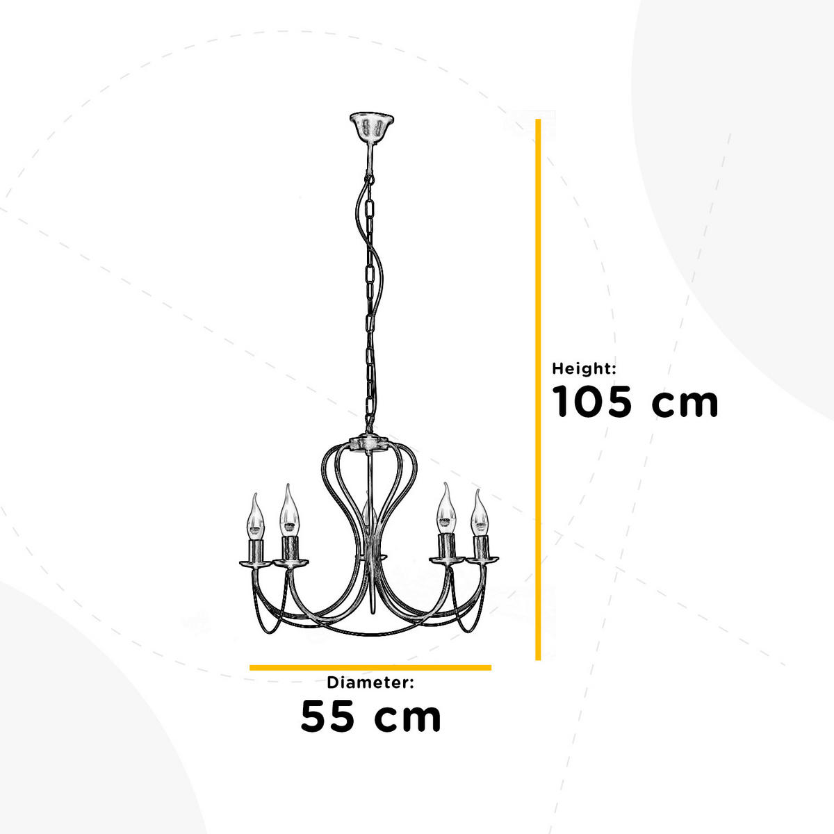 KRONLEUCHTER 55/105 cm   - Weiß, KONVENTIONELL, Metall (55/105cm)