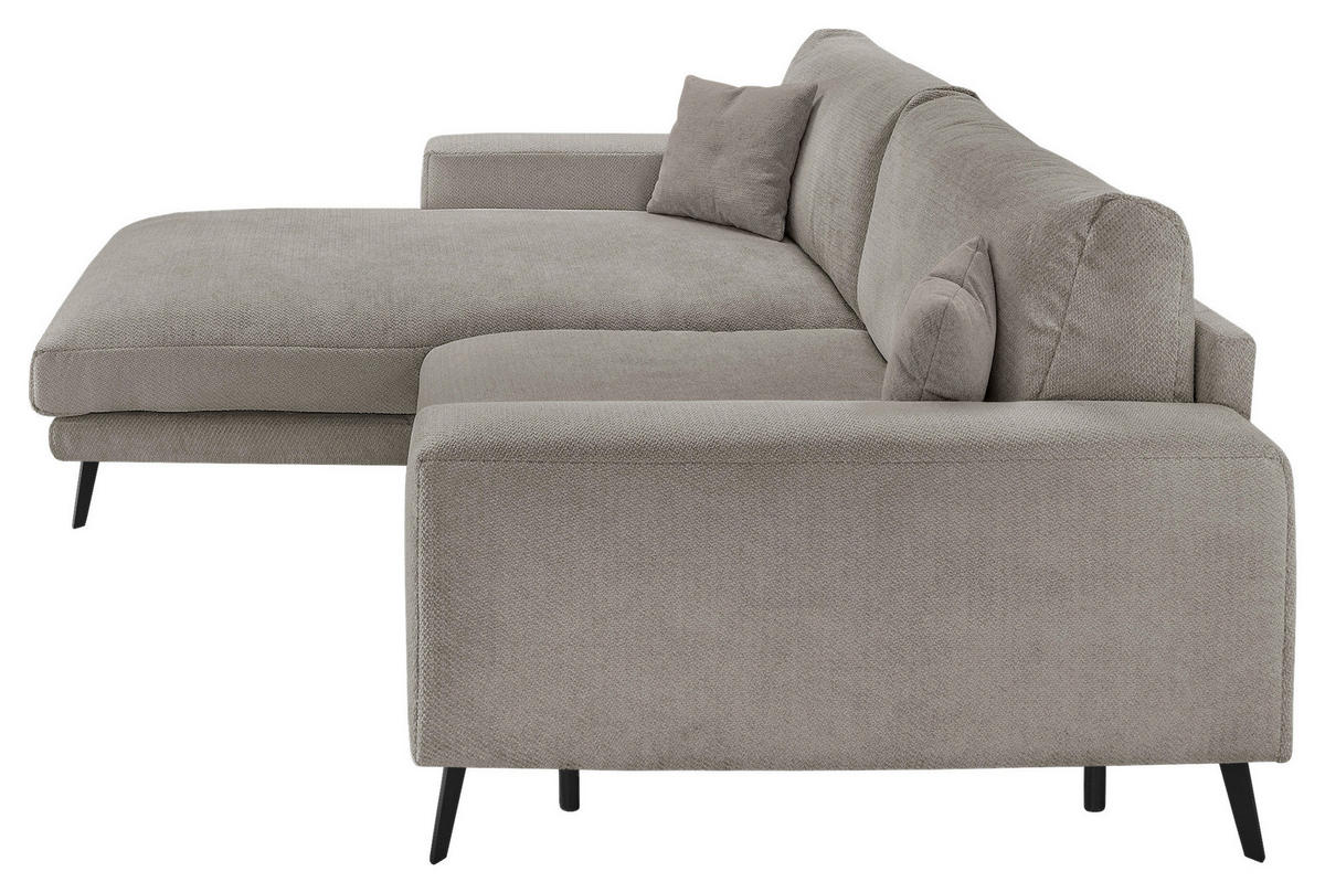 ECKSOFA Hellgrau Webstoff  - Hellgrau/Schwarz, KONVENTIONELL, Textil/Metall (196/269cm) - SetOne by Musterring