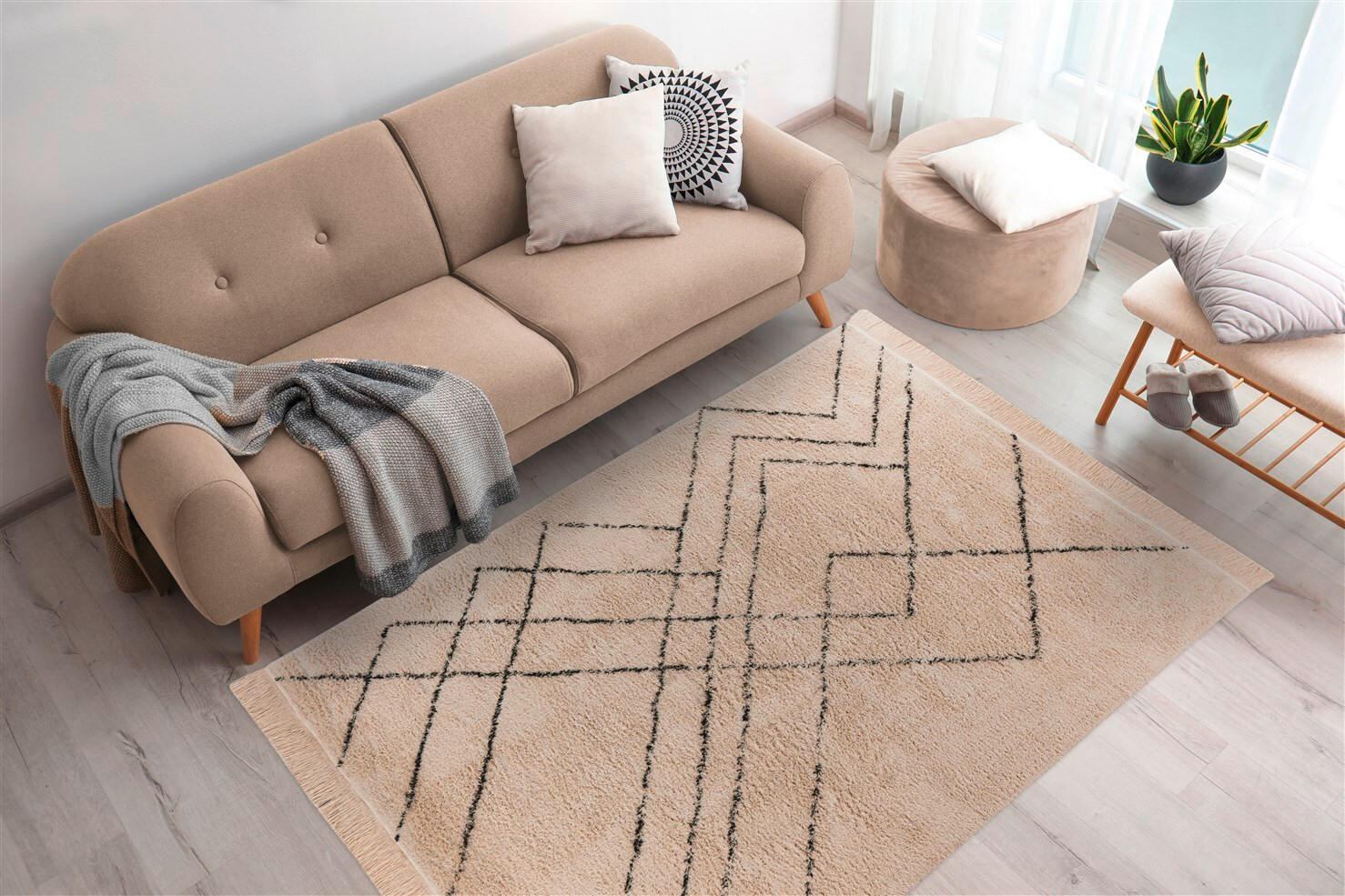 TEPPICH 200/290 cm Mylen 625 Creme / Schwarz Creme, Schwarz  - Creme/Schwarz, KONVENTIONELL, Textil (200/290cm)