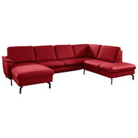 WOHNLANDSCHAFT Beldomo premium in Echtleder Rot  - Rot/Schwarz, KONVENTIONELL, Leder/Metall (168/306/224cm) - Beldomo Premium
