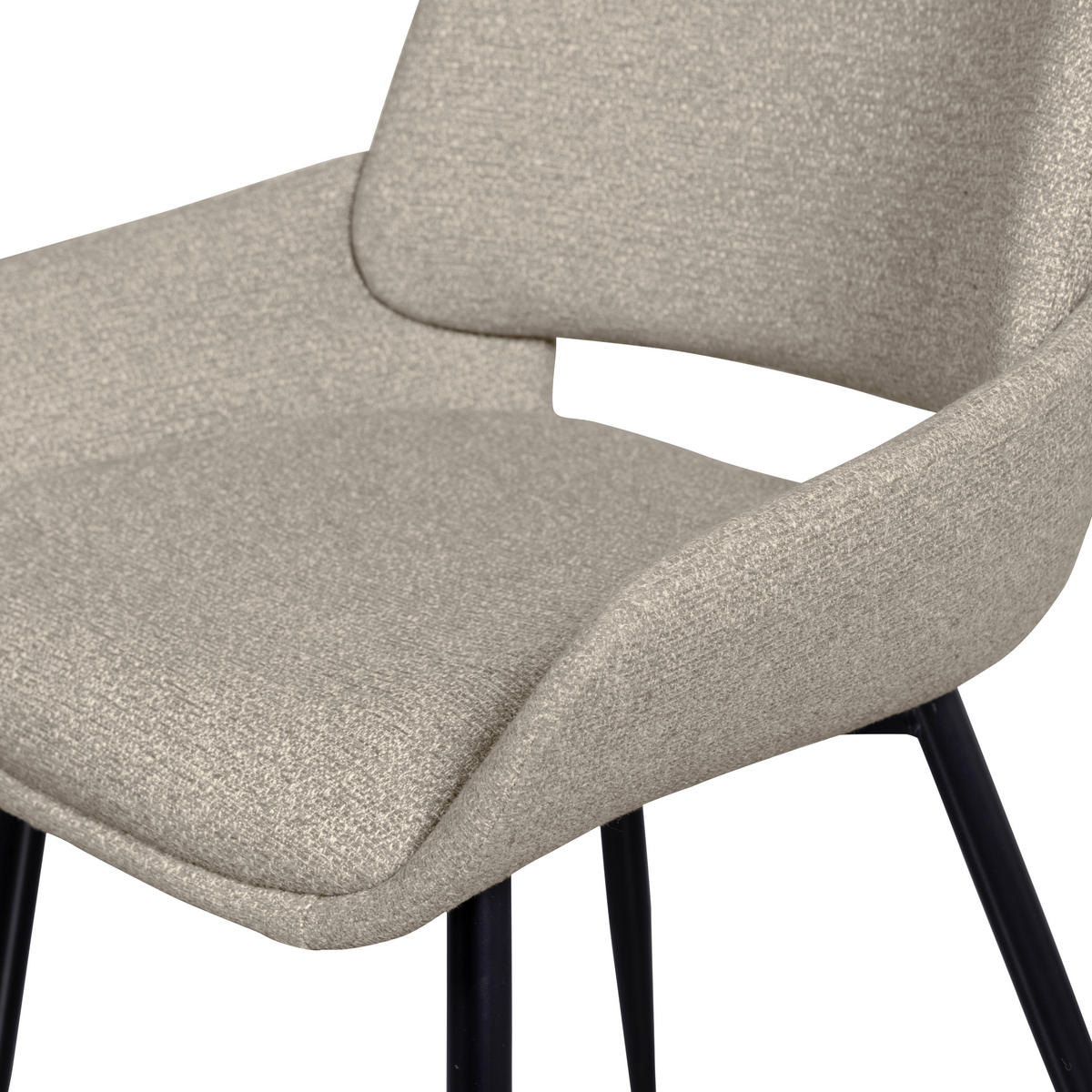 ARMLEHNSTUHL-SET 2 Stück  Webstoff  - Sandfarben/Schwarz, MODERN, Textil/Metall (58/83/55cm) - Livetastic