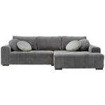 ECKSOFA in Flachgewebe Dunkelgrau  - Dunkelgrau/Salbeigrün, Design, Textil (300/192cm) - Hom`in