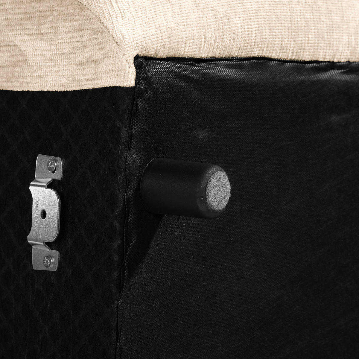 ECKSOFA in Chenille Creme  - Creme/Schwarz, Modern, Kunststoff/Textil (184/269cm) - Trendmanufaktur