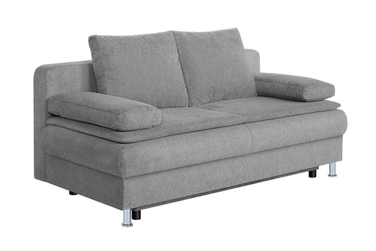 SCHLAFSOFA  mit Schlafen auf Sitzhöhe Webstoff Taupe  - Taupe/Chromfarben, Design, Kunststoff/Textil (200/92/90cm) - P & B