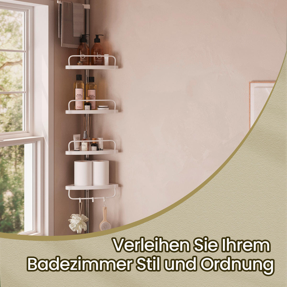 DUSCHREGAL 35/95-300/25 cm  - Weiß, Basics, Kunststoff/Metall (35/95-300/25cm)
