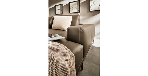 ECKSOFA  in Echtleder Cappuccino  304/201 cm  - Schwarz/Cappuccino, Design, Leder/Metall (304/201cm) - Belluti