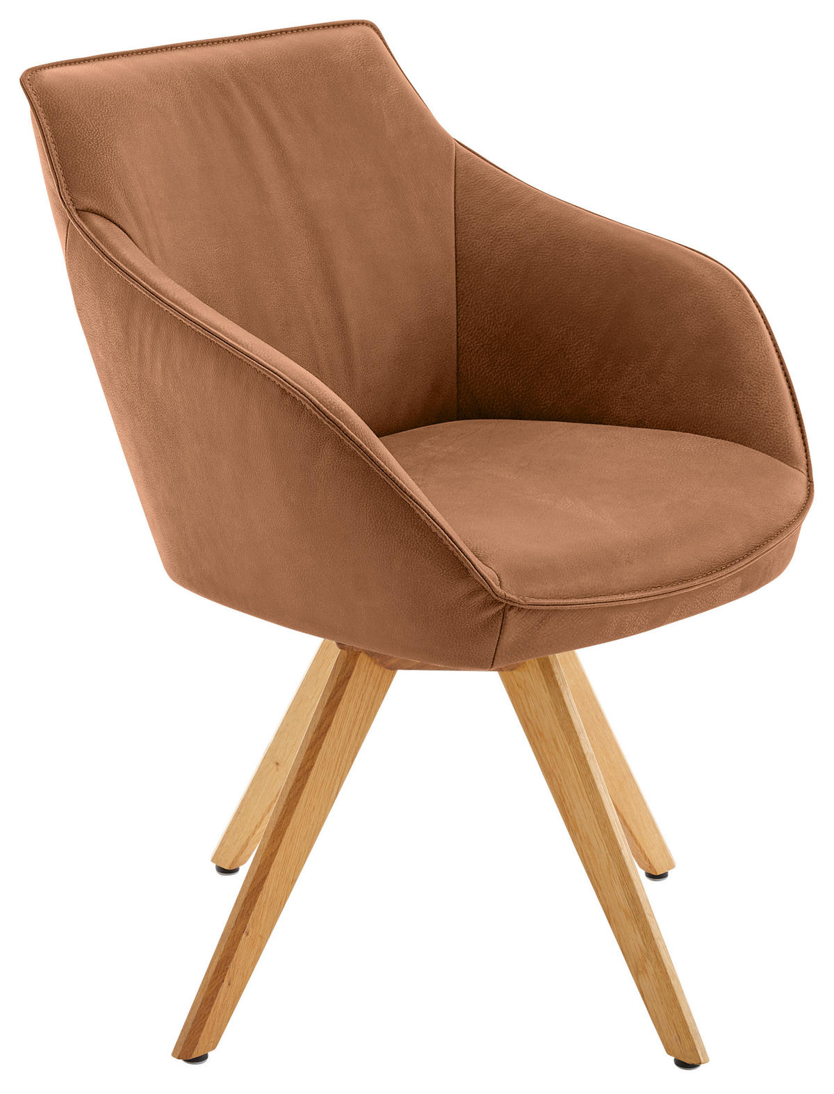 ARMLEHNSTUHL  Lederauswahl, Stoffauswahl, Typenauswahl, Gestellauswahl, automatische Rückholfunktion, Sitzfläche 320° drehbar  Echtleder  - Eichefarben/Cognac, Design, Leder/Holz (60/84/67cm) - Koinor