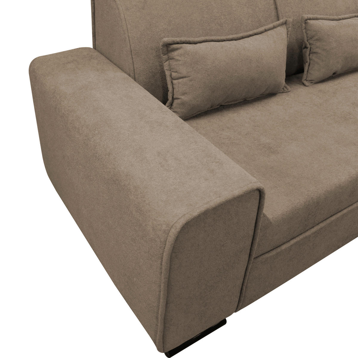 ECKSOFA Taupe Struktur, Bouclé  - Taupe/Schwarz, Design, Kunststoff/Textil (270/175cm) - MID.YOU