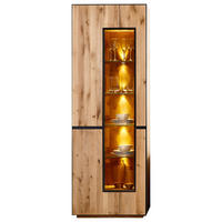VITRÍNA, divoký dub, 72/203/38 cm - antracitová, Konvenční, kov/dřevo (72/203/38cm) - Linea Natura