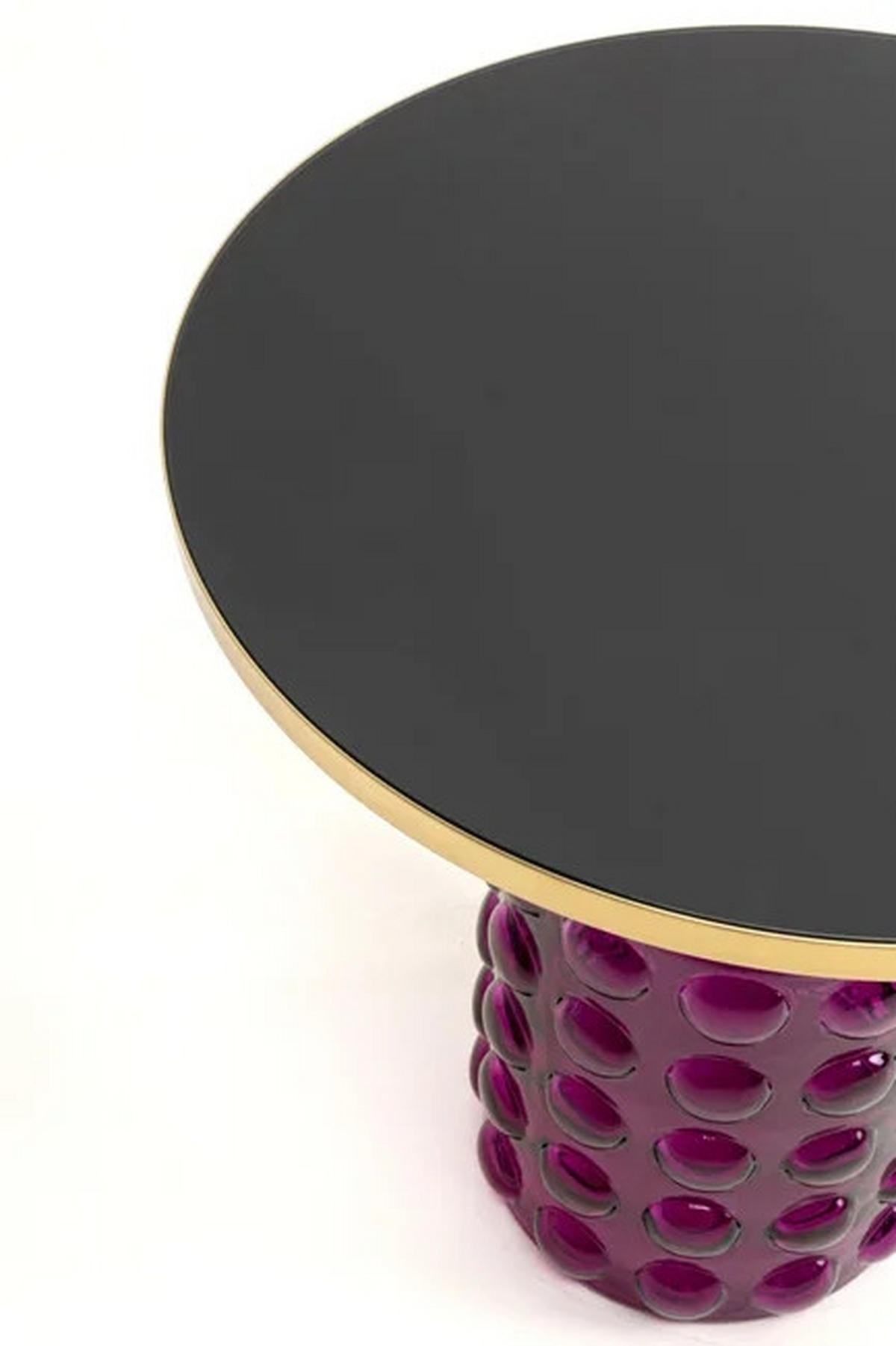 BEISTELLTISCH in Metall, Glas 50/50/52 cm  - Schwarz Hochglanz/Lila, Design, Glas/Metall (50/50/52cm) - Kare-Design