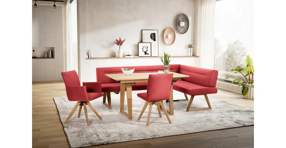 ECKBANK 230/170 cm  in Rot, Eichefarben  - Eichefarben/Rot, KONVENTIONELL, Holz/Textil (230/170cm) - Moderano