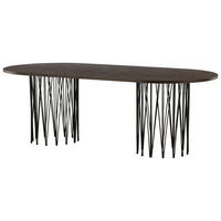 ESSTISCH furniert oval Schwarz, Dunkelbraun  - Dunkelbraun/Schwarz, Design, Holz/Metall (220/100/74cm) - Livetastic