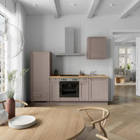 KÜCHENBLOCK Frame 240 cm  in Eichefarben, Beigebraun  - Edelstahlfarben/Eichefarben, MODERN, Holzwerkstoff/Metall (240cm) - Nobilia