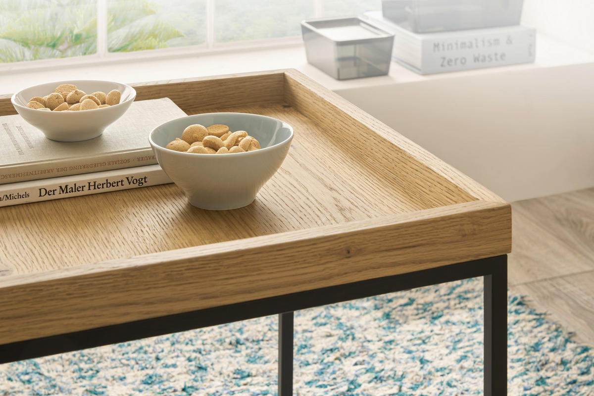COUCHTISCHSET in Holz, Metall, Holzwerkstoff  - couleur de chêne/noir, Modern, métal/bois (50/50cm) - Novel