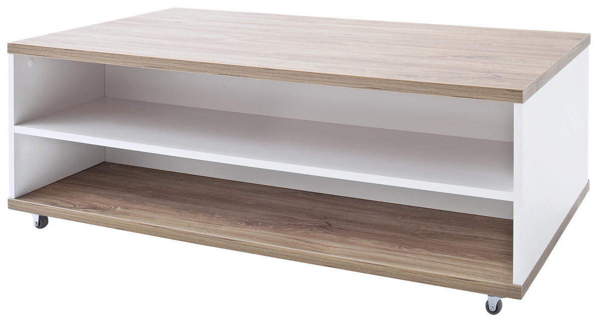 COUCHTISCH in Holzwerkstoff 115/70/42 cm  - Weiss/Eichefarben, Design, Holzwerkstoff/Kunststoff (115/70/42cm) - Livetastic
