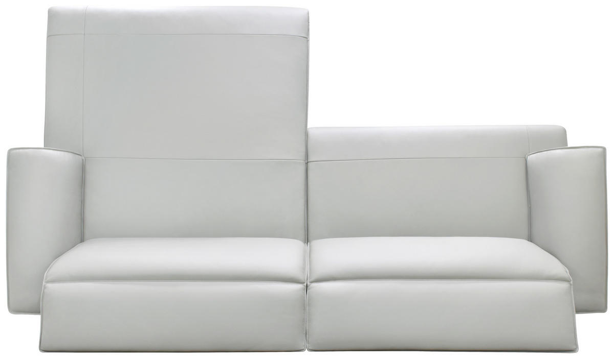ECKSOFA Hellgrau Echtleder Rückenkissen, Armlehnenkissen, Rücken echt, Kopfteilverstellung, Sitztiefenverstellung, Fußteilverstellung  - Hellgrau/Schwarz, Design, Leder/Metall (280/75-100/112-176cm) - Celina Home