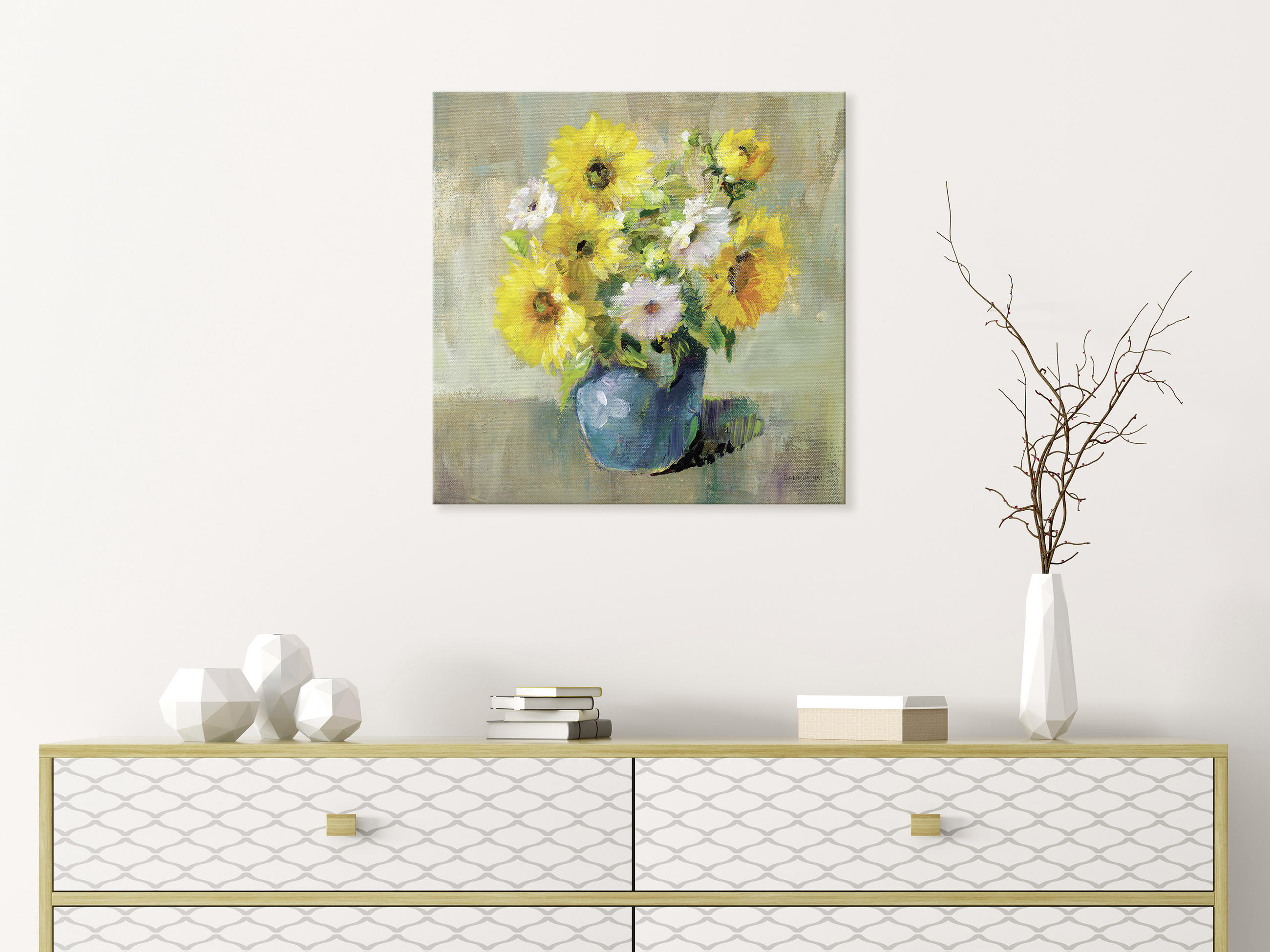 LEINWANDBILD Stillleben, Blumen 55/55 cm  - Multicolor, Natur, Holz/Papier (55/55cm) - Euroart