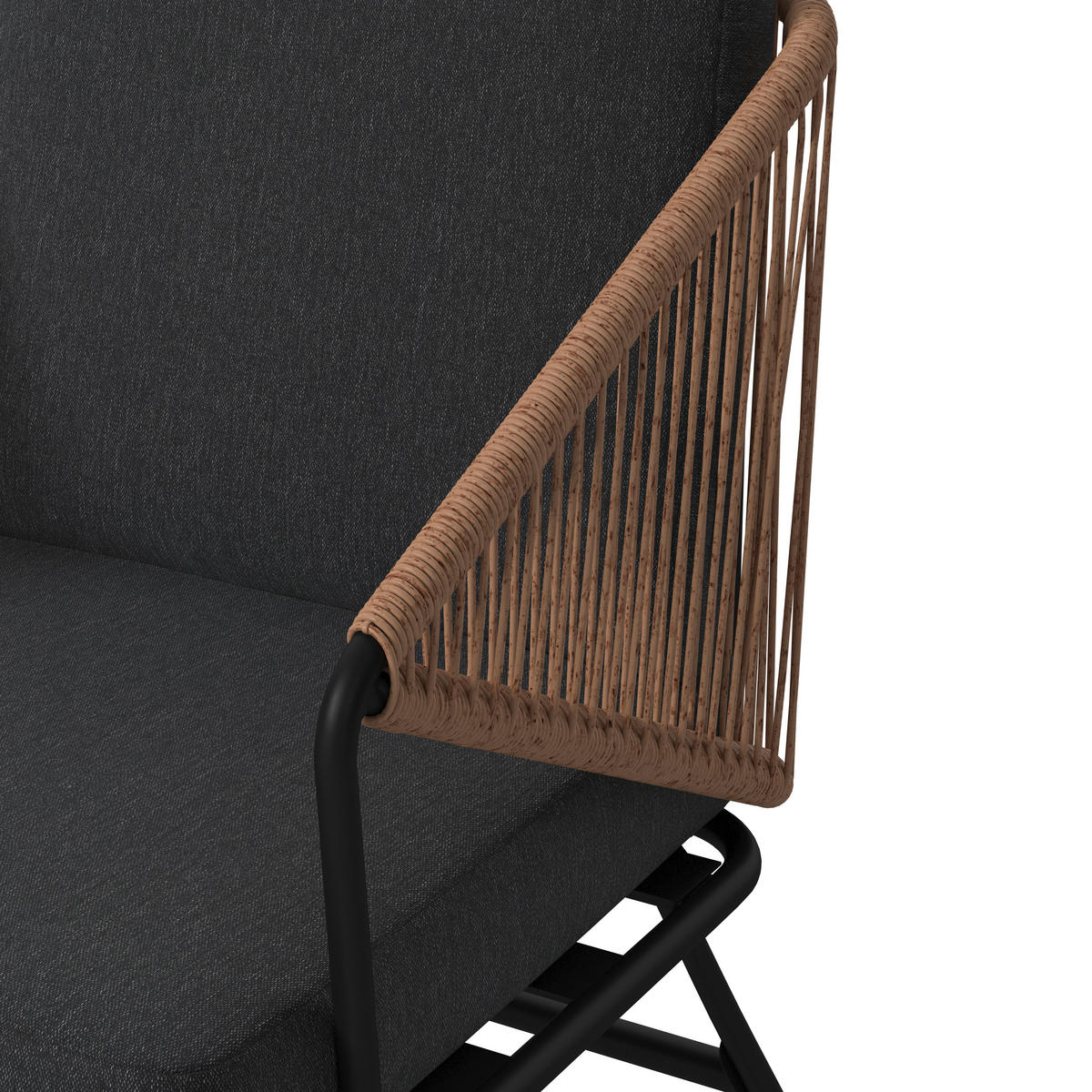 BALKONSET  - Schwarz/Naturfarben, MODERN, Glas/Kunststoff (53/77/66cm) - Ambia Garden