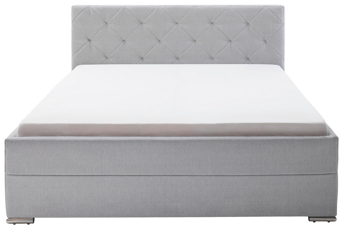 POLSTERBETT CHICAGO 180/200 cm  in Hellgrau  - Chromfarben/Hellgrau, KONVENTIONELL, Textil/Metall (180/200cm) - Livetastic