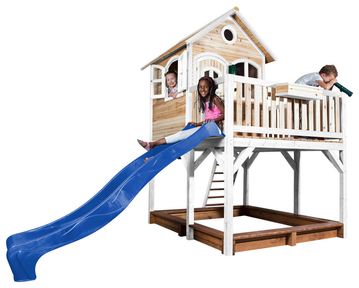 SPIELTURM 377/291/255 cm  - Blau/Braun, KONVENTIONELL, Holz (377/291/255cm) - Ambia Garden