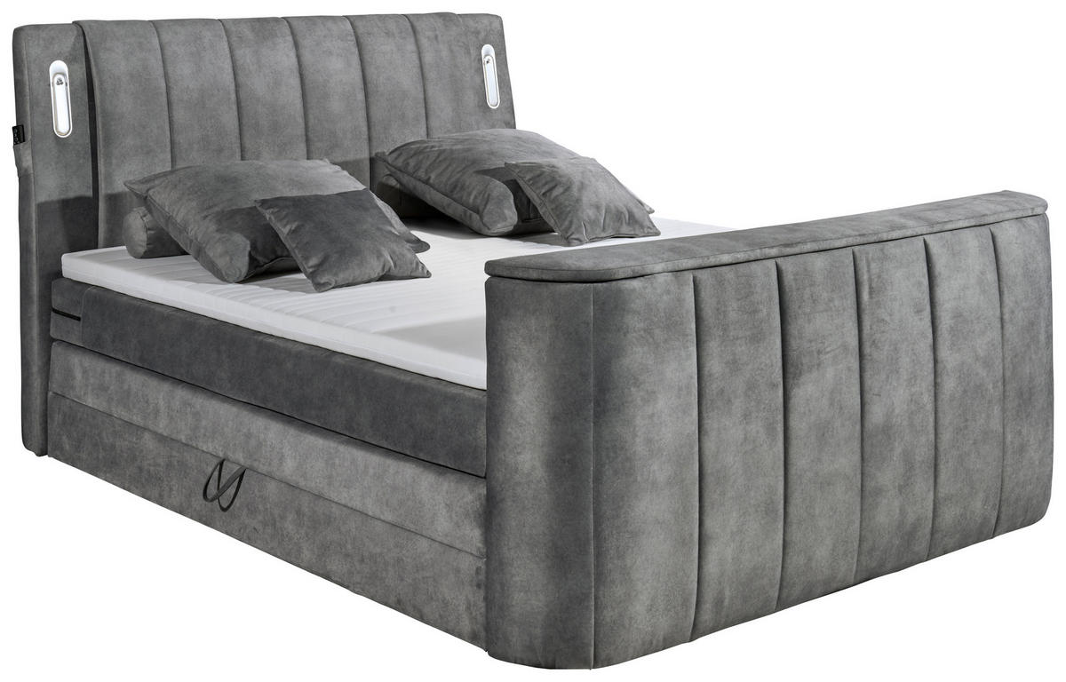 BOXSPRINGBETT 180/200 cm  in Grau  - Grau, MODERN, Holzwerkstoff/Kunststoff (180/200cm) - MID.YOU
