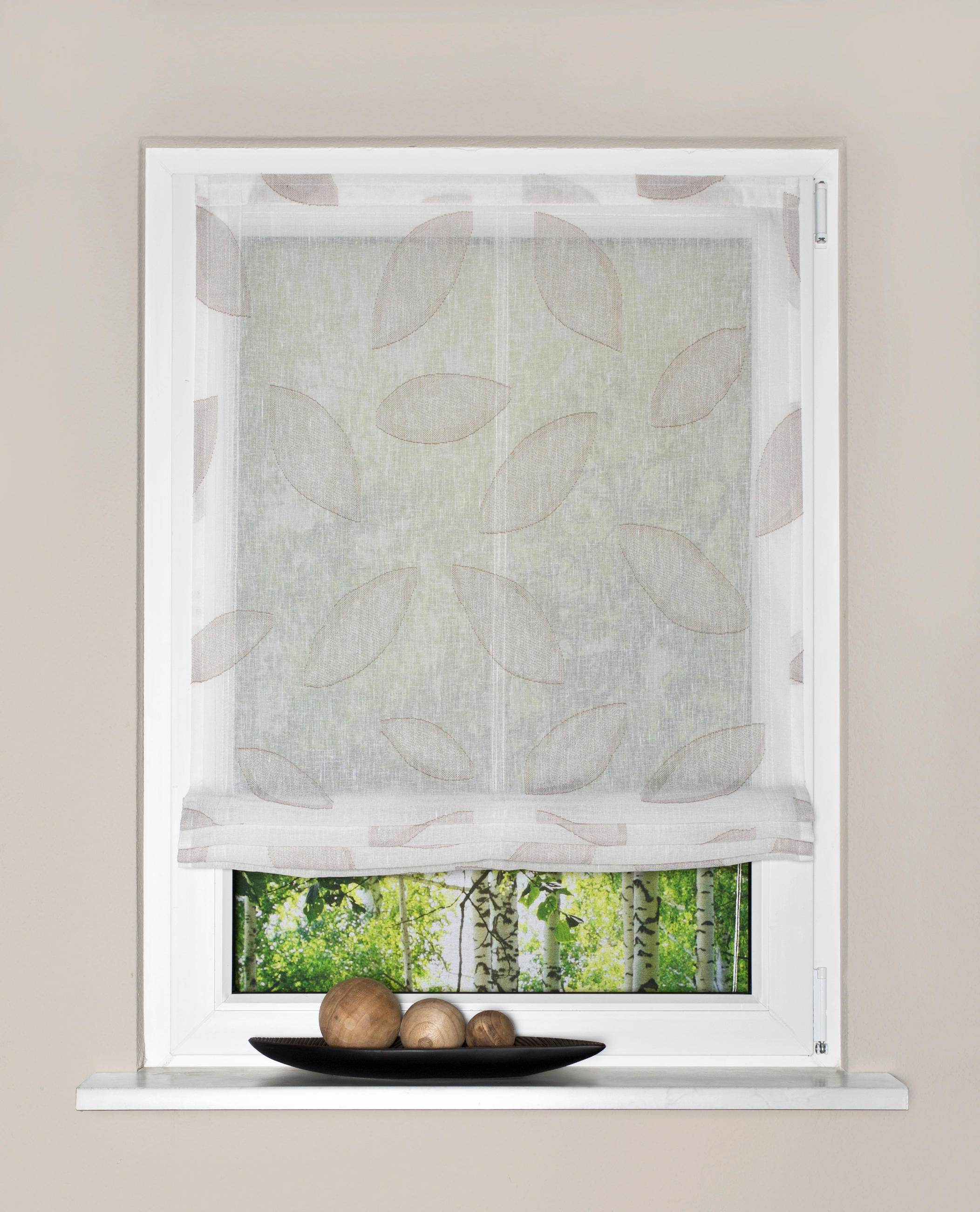 RAFFROLLO  halbtransparent   80/140 cm   - Taupe/Weiß, Basics, Textil (80/140cm)