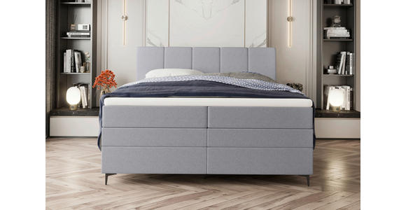 BOXSPRINGBETT 180/200 cm  in Hellgrau  - Hellgrau/Schwarz, KONVENTIONELL, Textil/Metall (180/200cm) - Carryhome