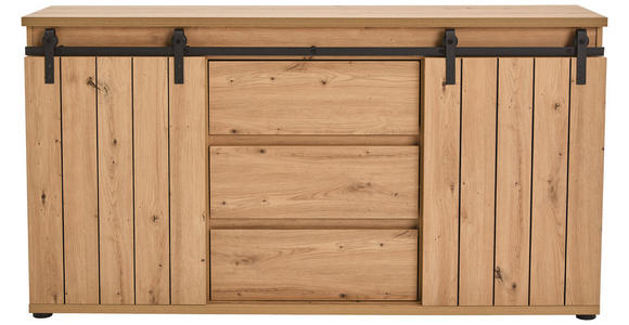 SIDEBOARD in 160/86/40 cm - Eichefarben/Schwarz, LIFESTYLE, Holzwerkstoff/Kunststoff (160/86/40cm) - Landscape