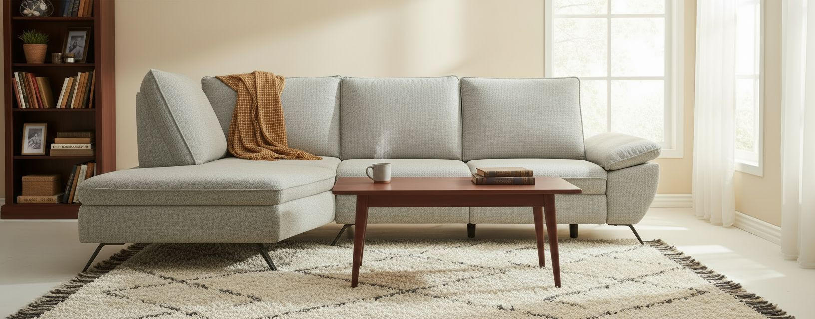 ECKSOFA Beige Webstoff  - Beige/Schwarz, MODERN, Textil/Metall (161/290cm) - Livetastic