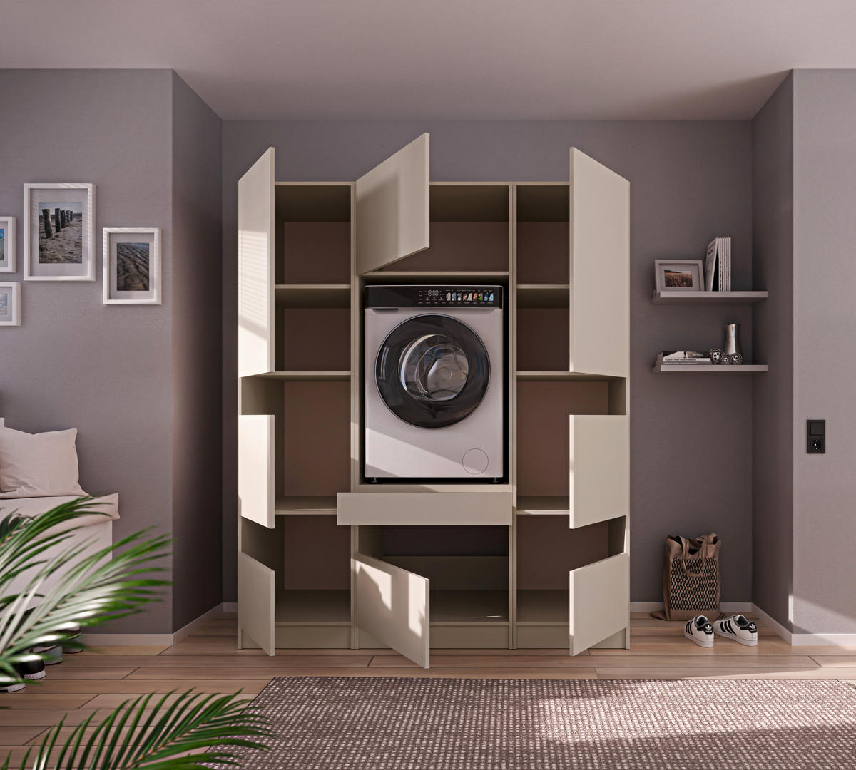 MEHRZWECKSCHRANK 50/200/68 cm  in Kaschmir  - Kaschmir/Schwarz, Design, Holzwerkstoff/Metall (50/200/68cm) - Milino