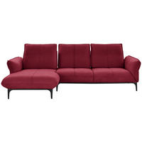 ECKSOFA in Echtleder Bordeaux  - Bordeaux/Schwarz, Natur, Leder (182/277cm) - Valnatura