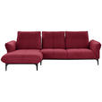 ECKSOFA in Echtleder Bordeaux  - Bordeaux/Schwarz, Natur, Leder (182/277cm) - Valnatura