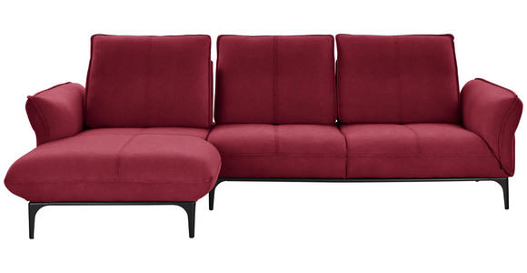 ECKSOFA in Echtleder Bordeaux  - Bordeaux/Schwarz, Natur, Leder (182/277cm) - Valnatura