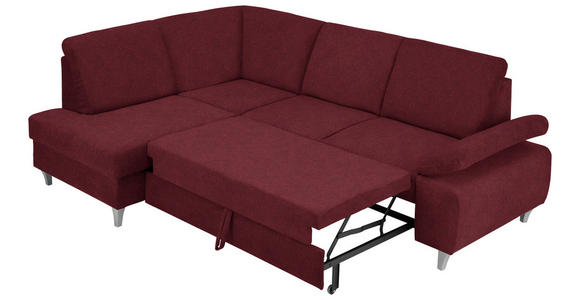 ECKSOFA in Flachgewebe Rot  - Silberfarben/Rot, KONVENTIONELL, Holz/Textil (186/255cm) - Cantus