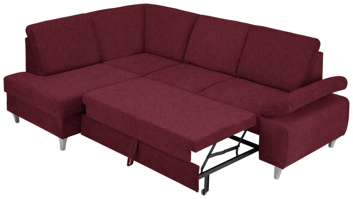 ECKSOFA in Flachgewebe Rot  - Silberfarben/Rot, Konventionell, Holz/Textil (186/255cm) - Cantus