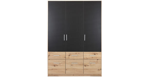 KLEIDERSCHRANK 136/197/54 cm 3-türig  - Dunkelgrau/Silberfarben, Design, Holzwerkstoff/Kunststoff (136/197/54cm) - Carryhome