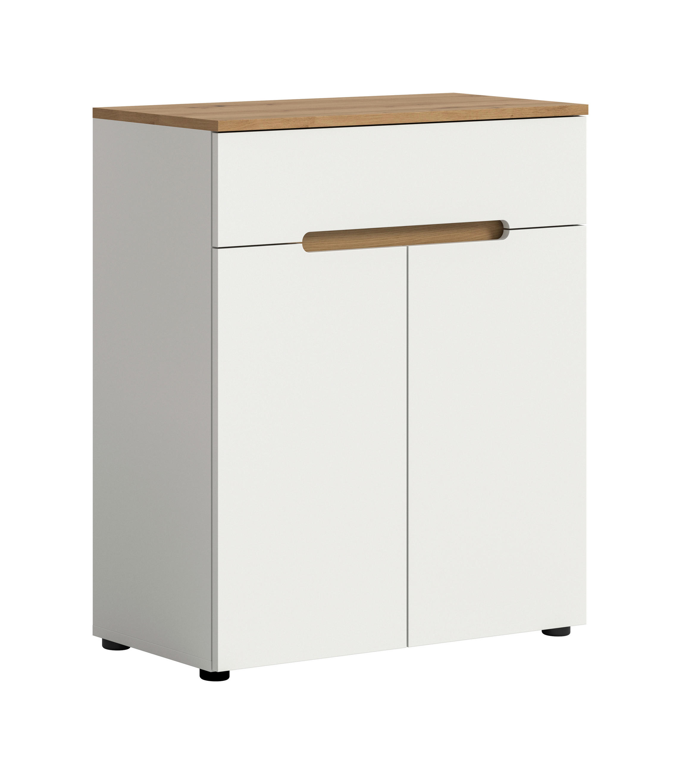 SCHUHSCHRANK Weiß, Eiche Artisan  - Schwarz/Weiß, Design, Holzwerkstoff/Kunststoff (80/94/37cm) - MID.YOU