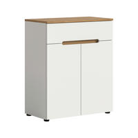 SCHUHSCHRANK Weiß, Eiche Artisan  - Schwarz/Weiß, Design, Holzwerkstoff/Kunststoff (80/94/37cm) - MID.YOU