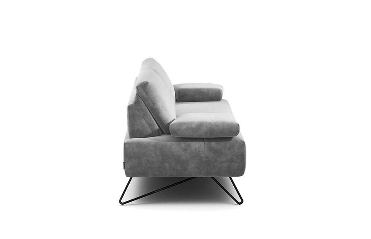 2-SITZER-SOFA Samt Hellgrau  - Hellgrau/Schwarz, Design, Textil/Metall (164-194/85/86-94cm) - SENSOO