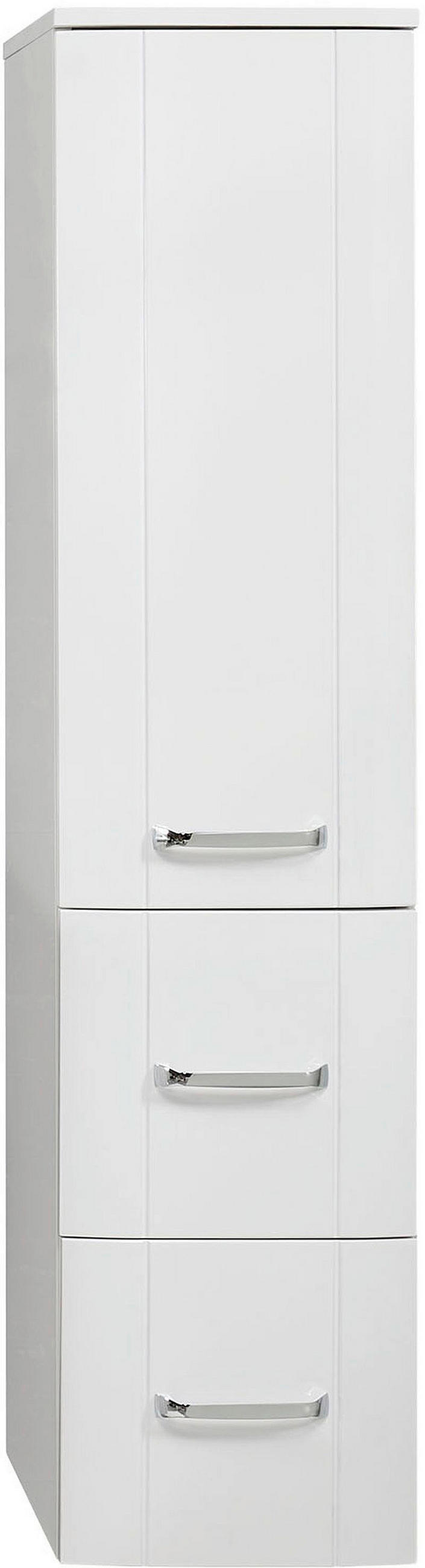 MIDISCHRANK 30/130/38 cm  - Chromfarben/Weiß Hochglanz, MODERN, Glas/Holzwerkstoff (30/130/38cm) - Sadena