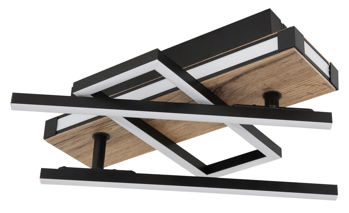 LED-DECKENLEUCHTE 30 W    68/46/12 cm  - Dunkelbraun/Opal, Design, Holzwerkstoff/Kunststoff (68/46/12cm) - Globo